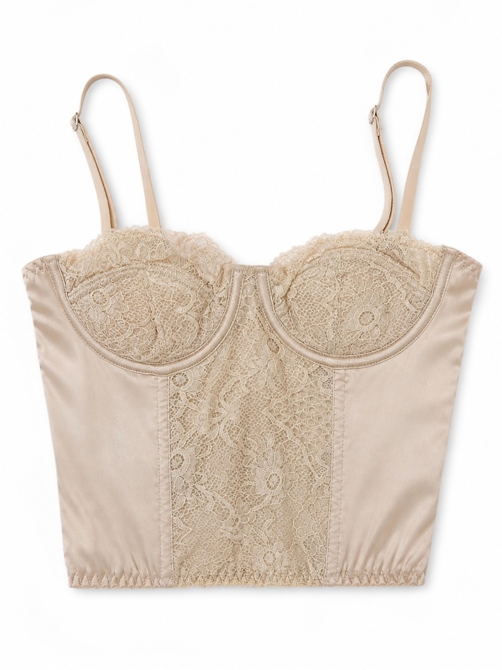 Urban Outfitters Lace Bustier Crop Top Fairy Ethereal Cream Size Small